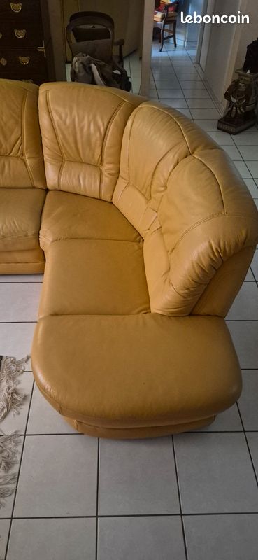Canapé angle et fauteuil cuir veritable (image 9)