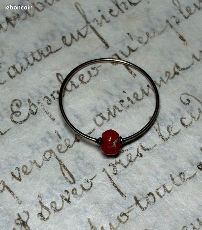 Bague Ancienne En Corail Rose - Taille 55, Style Dôme, Sertie, Occasion Sans Marque