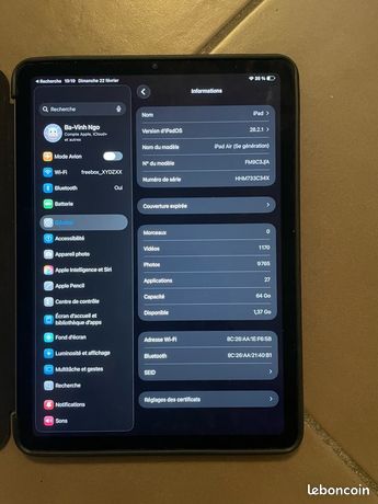 IPad Air 5eme Génération Gris Sidéral M1 10,9 pouces 3