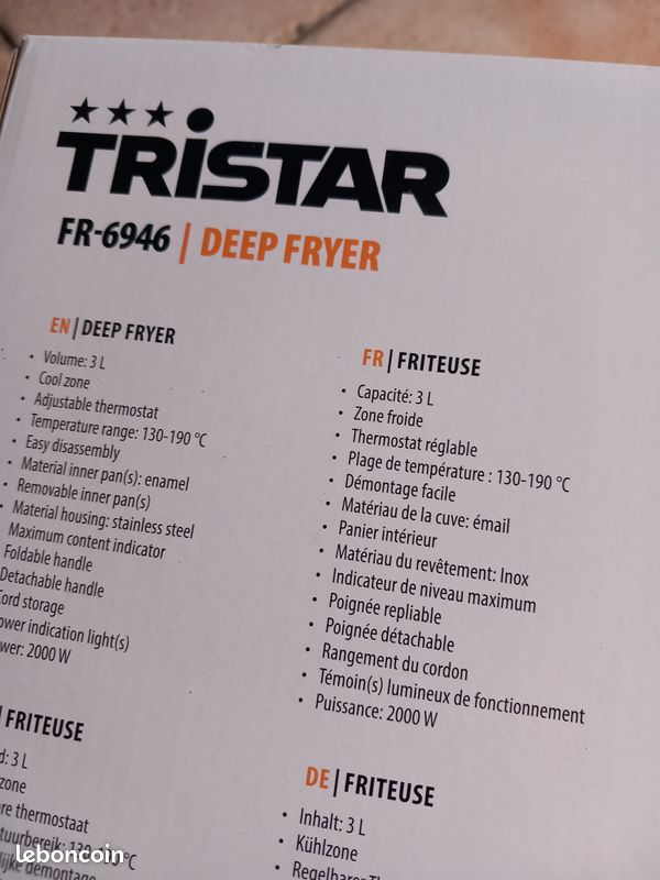 NEUF Friteuse à huile 3l Tristar (image 3)