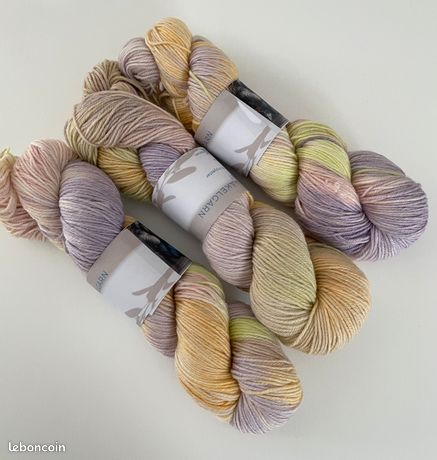 Lot De 2 écheveaux Laine Mérinos Multicolore - Fil à Tricoter Main, Numéros 4/5