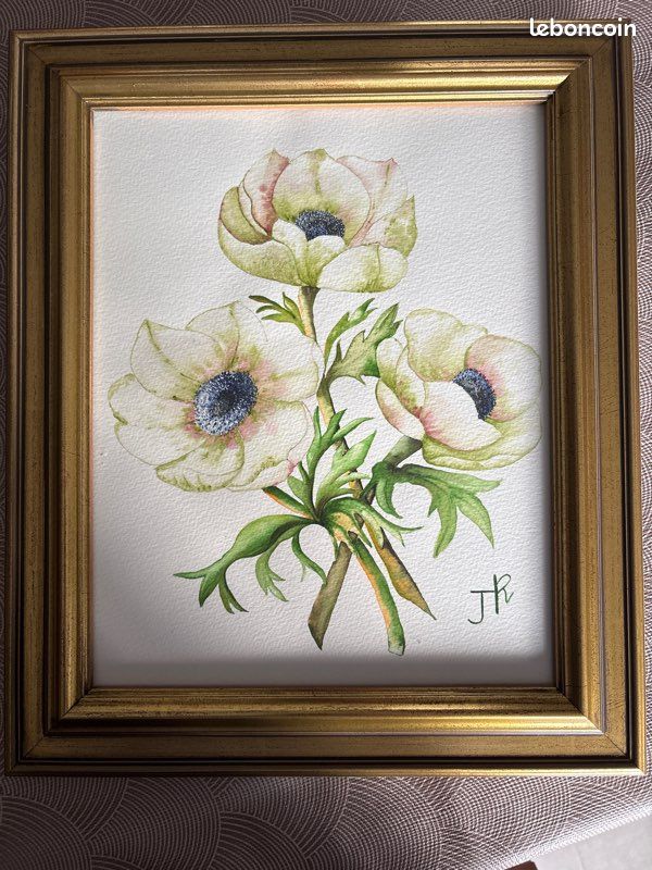 Peinture anémones encadrée (image 1)