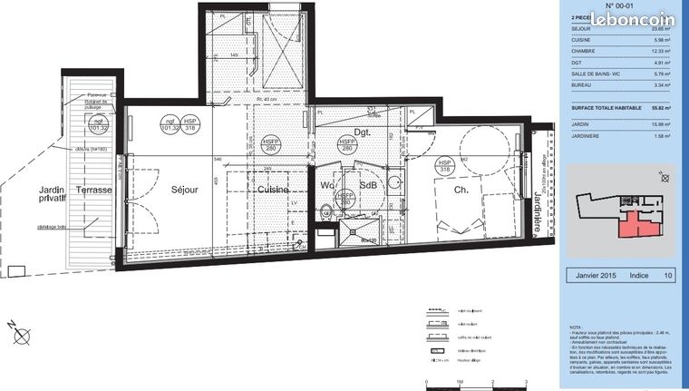 Appartement a louer paris-20e-arrondissement - 2 pièce(s) - 56 m2 - Surfyn