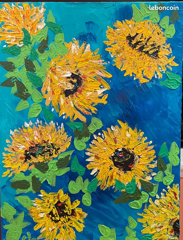 Tableau acrylique farandole de tournesols (image 1)