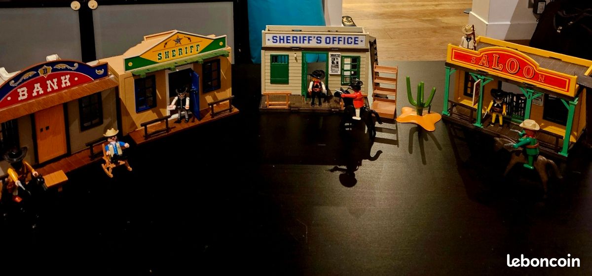 PLAYMOBIL ANCIEN RARE fort texas saloon shérif ... annees 70 80 en bois