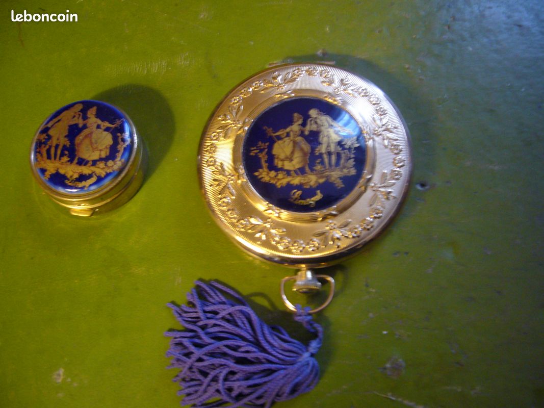 Ravissant set : poudrier & pilulier vintage (image 1)