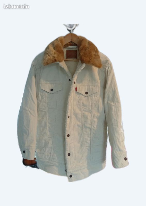 Veste Levi's blanche en velours cotelé avec fausse fourrure