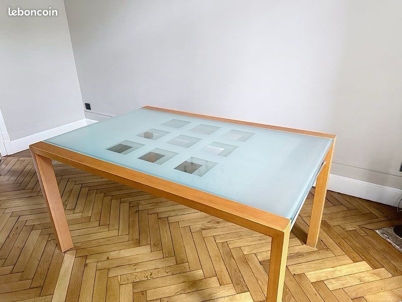 Table en verre et bois extensible LIGNE ROSET (image 1)