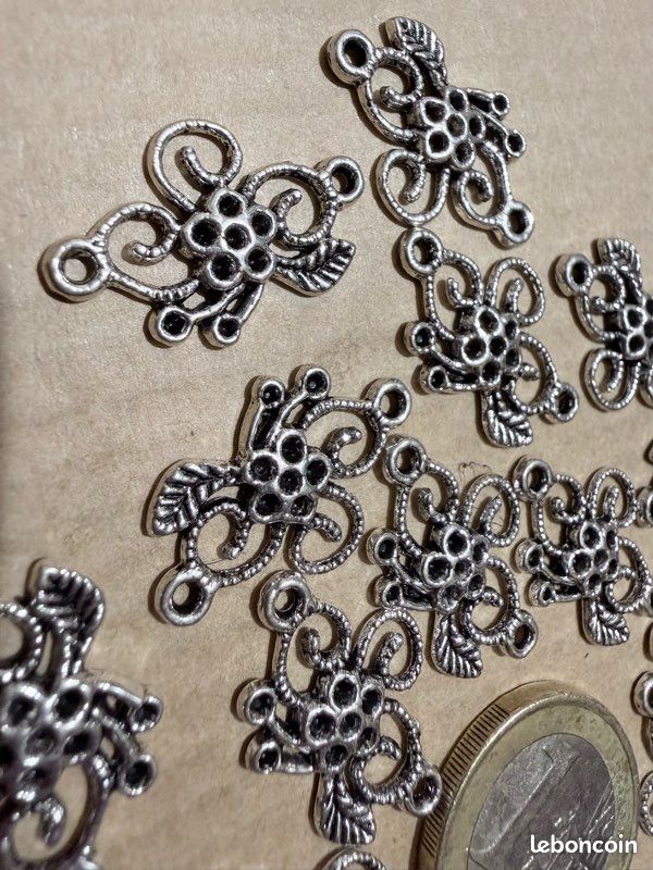 SUNNYCLUE 60 Breloques Fleur De Vie Connecteurs 10 Styles - Accessoires Fabrication Bijoux Argent Antique