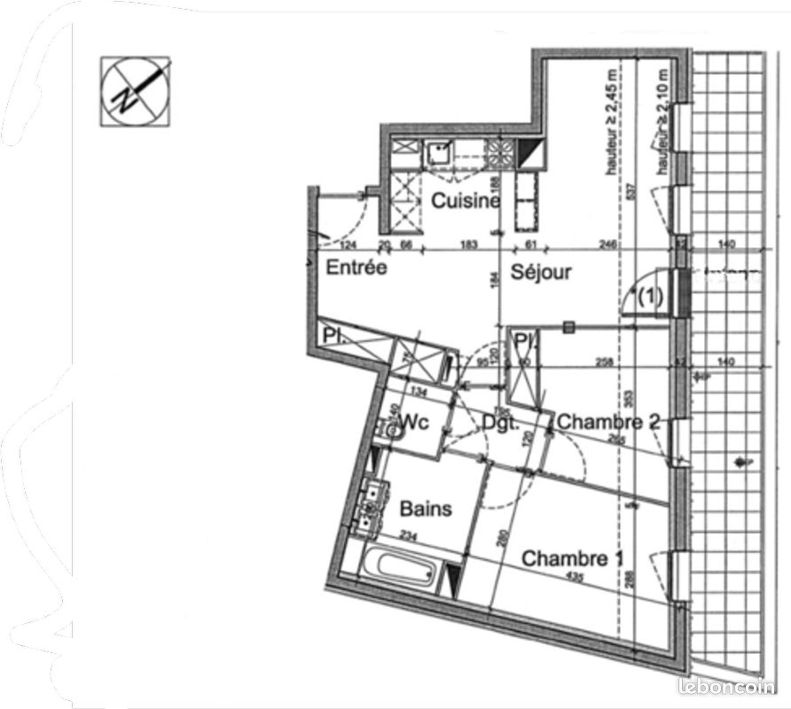 Appartement 3 pièces 63 m² · au Haillan · 63,3 m² · 185 000 €