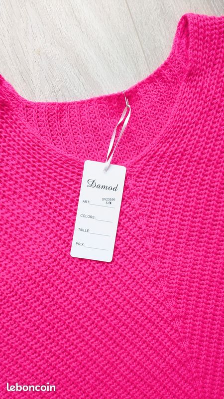 Pull rose fluo - S/M - neuf (image 2)