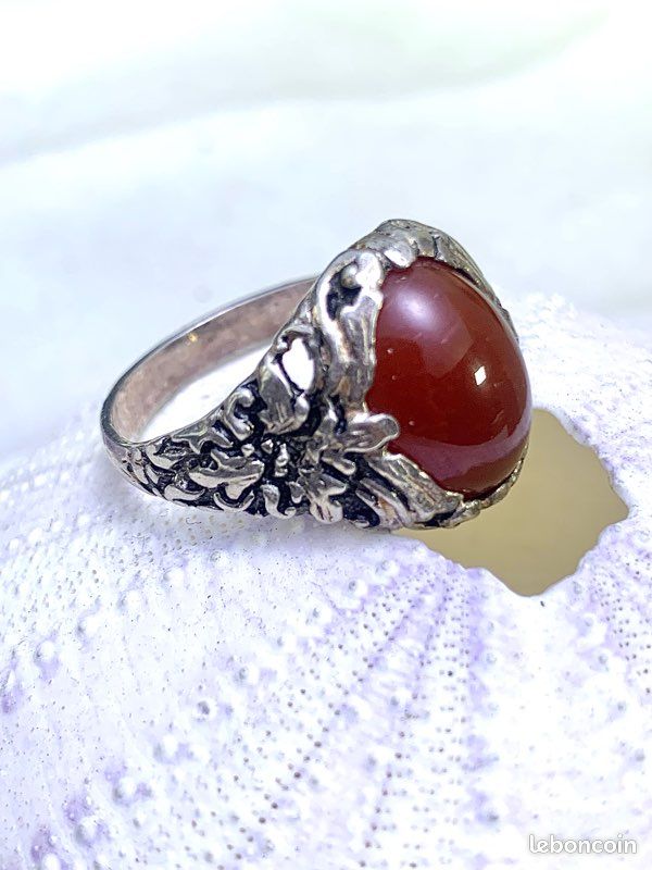 Chevalière Argent Massif Homme Avec Pierre Rouge | Chevalière Homme | Livraison offerte