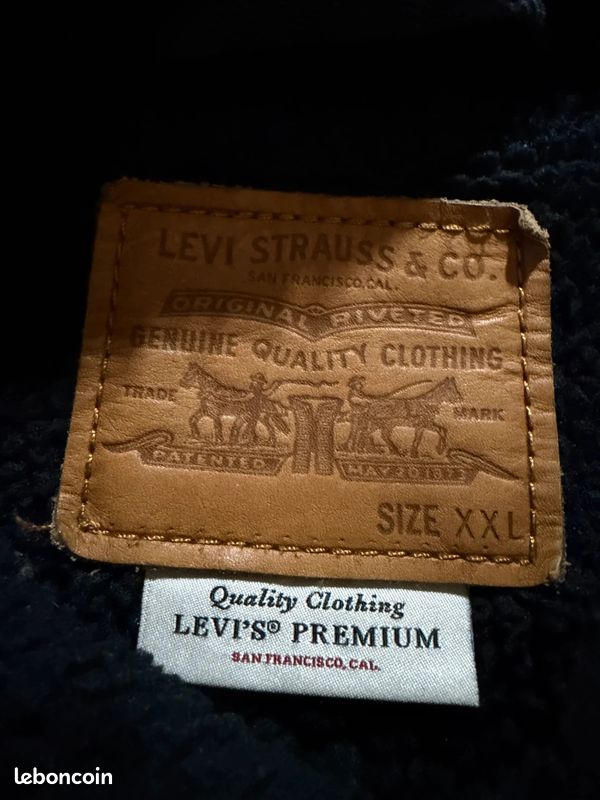 Veste en jeans levi's denim, interieur sherpa mouton, chore coat denim effet délavé, taille XXL (image 5)