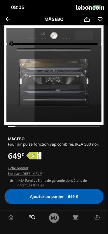 Four air pulse vapeur magebo ikea - lectromnager