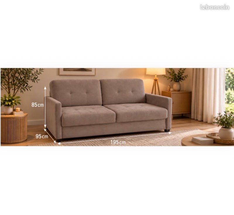 Canapé-lit convertible 2 places – Beige taupe (image 1)