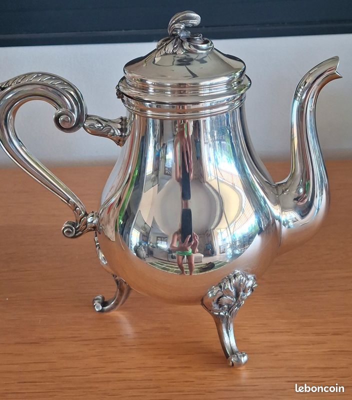 Service à thé/café, sucrier, pot à lait et plateau en argent Cristofle de haute qualité (image 7)