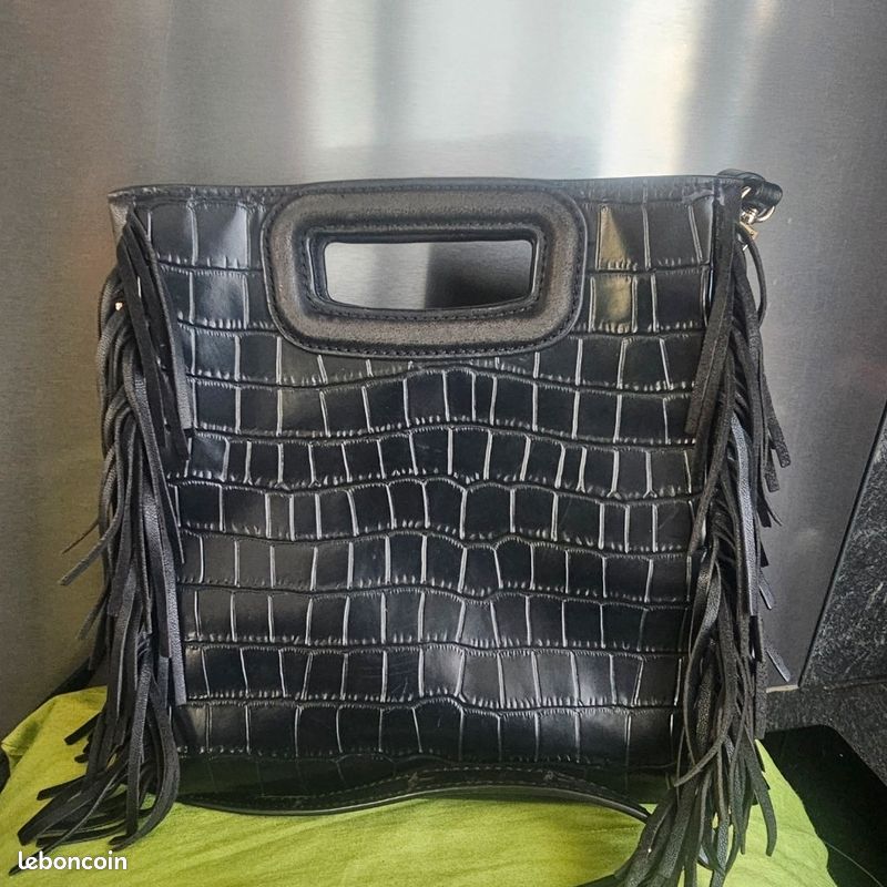 Cuir Pochette Maje Croco Sac Maje Noir Franges Sac Cuir Noir à