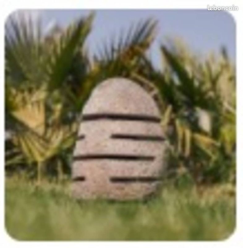 Lampe Lanterne de Jardin Galet Strié en Pierre de Rivière Naturelle 35cm⁭‍​‌​⁪‍‌⁢⁯⁢⁫⁮​⁯ (image 1)