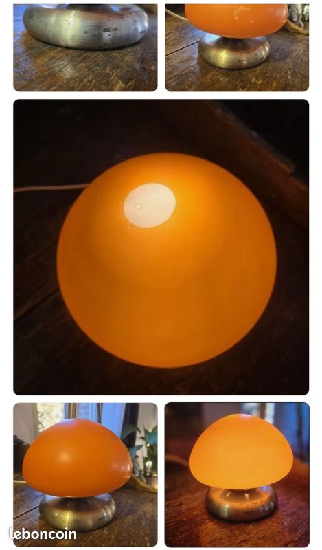 Lampe Space Age Orange Chromé Vintage 1970 Orientable