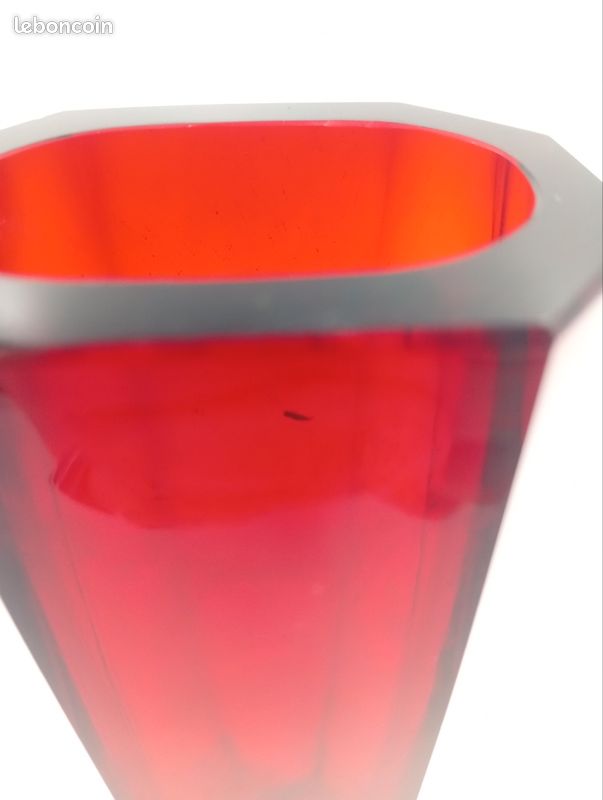 Vase Géode Prisme Facetté Vintage Rouge Rubis Années 60 70 Midcentury Moderniste Space Age (image 18)