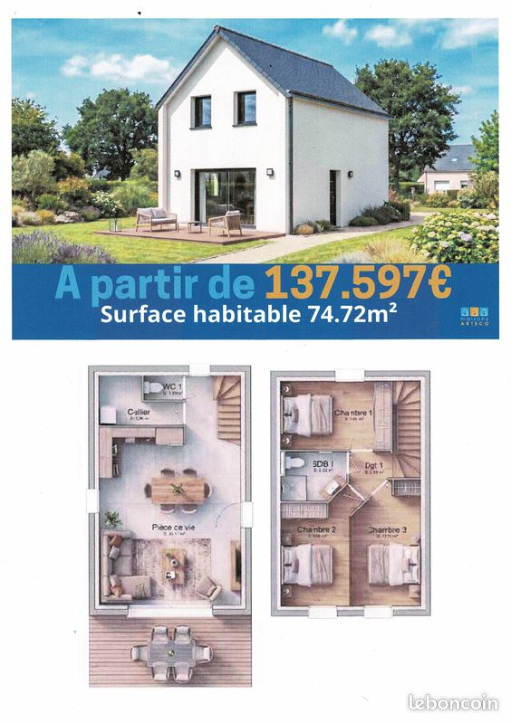 Maison 5 pièces 75 m² · à Mellac · 75 m² · 187 847 €