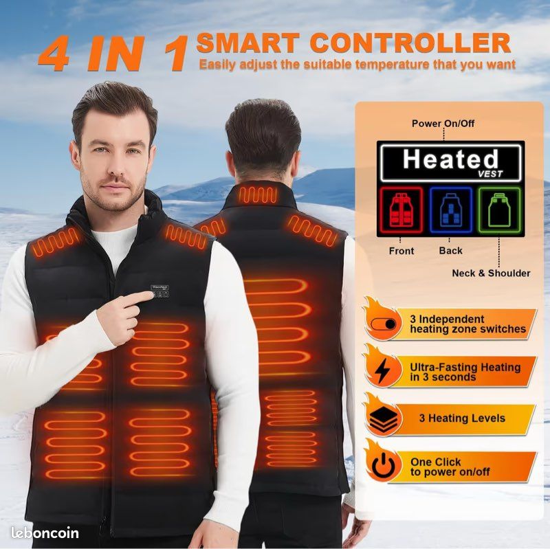 Gohero Gilet Chauffant Léger Avec Batterie 10000 MAh – Chauffage Électrique Imperméable Pour Hiver Et Activités Outdoor