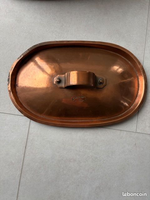 Couvercle Rond Cuivre Pur 24 Cm Creartistic - Pour Casseroles Intérieur 23,4 Cm, Poignée Laiton, Fait Main Italie