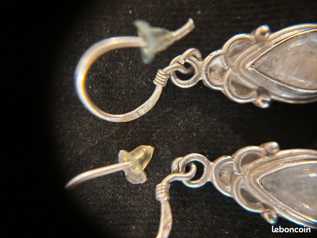 Grandes Boucles D'oreilles Pendantes En Argent Sterling 925 Avec Pierre