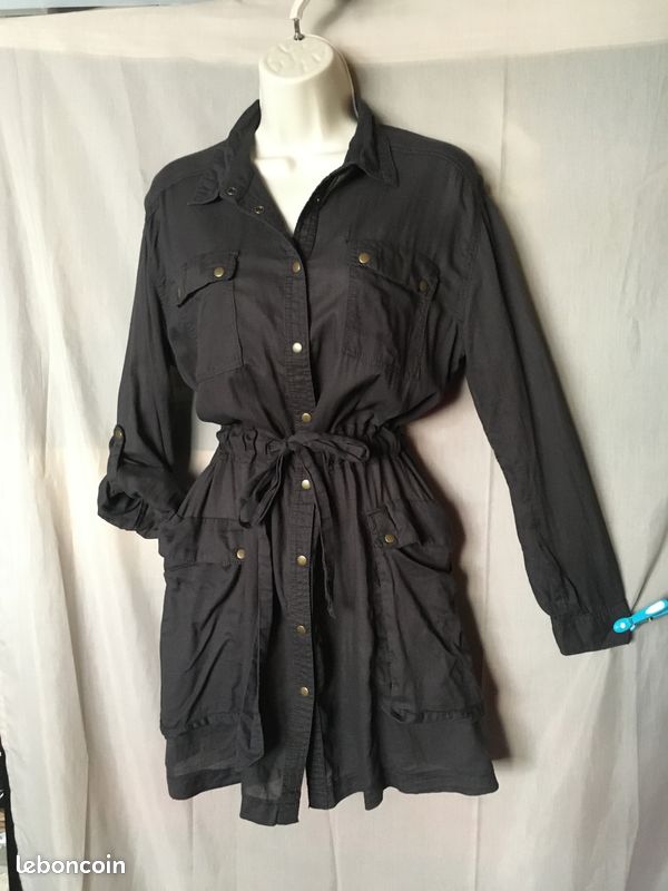 Tunique Grise H&M Sans Manches Taille 38 - Occasion Très Bon état - Polyester