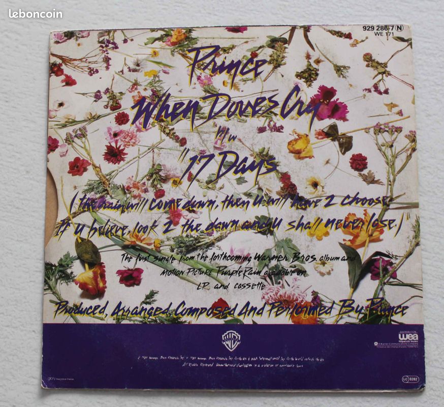 Prince and the Revolution , when doves cry / 17 days , 45 tours (image 2)