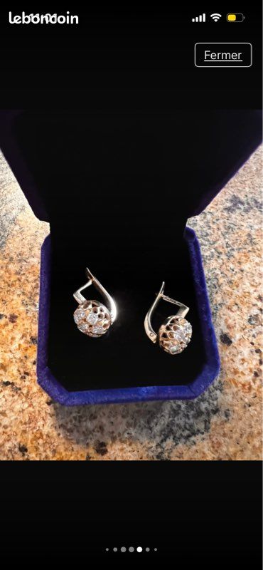 Boucles D'oreilles Pendantes En Or 14 Carats Avec Diamants - 0,46 Ct - Neuf Sans Boîte