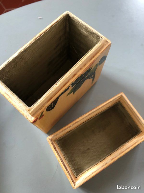 Boîte bois oiseaux et fleurs origine CHINE TBE (image 3)
