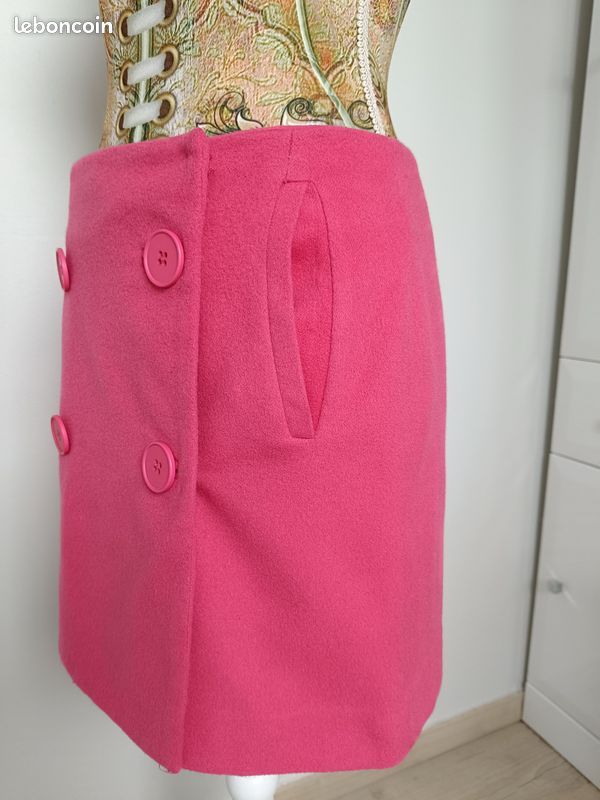 Jupe Trapèze Tara Jarmon Taille 38 - Rose Fuchsia - Occasion Très Bon état - Longueur 41 Cm