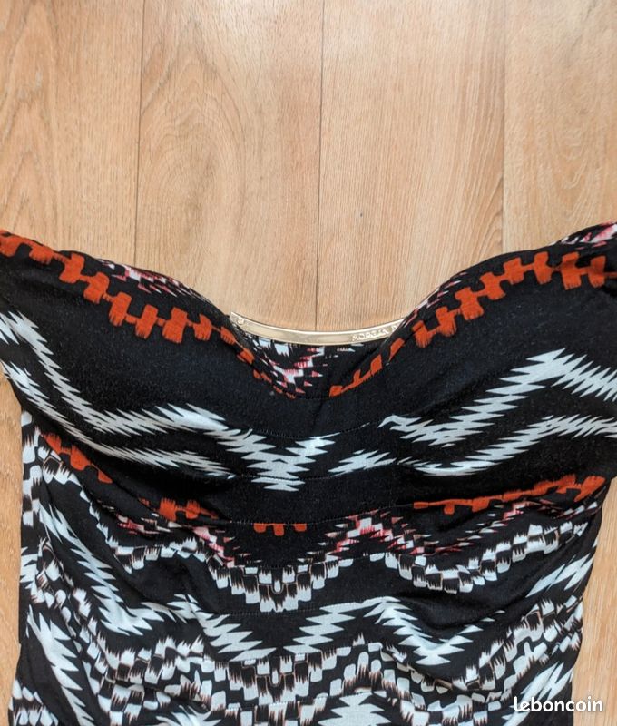 Robe Morgan Noire, Blanche Et Orange - Taille XS - Occasion Très Bon état