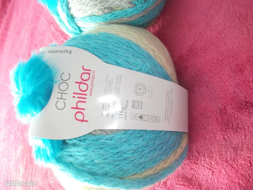 2 pelotes phildar bleue et beige 115 grs (image 3)