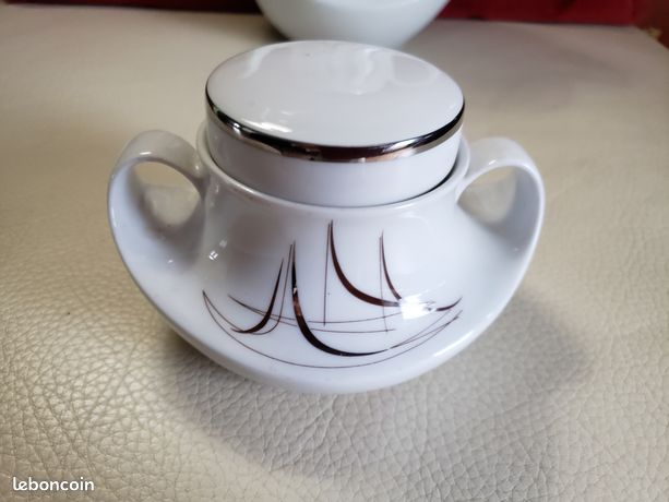 Service à Café Vintage Seltmann Weiden 1960 - Blanc Motif Fleurs, état Bon