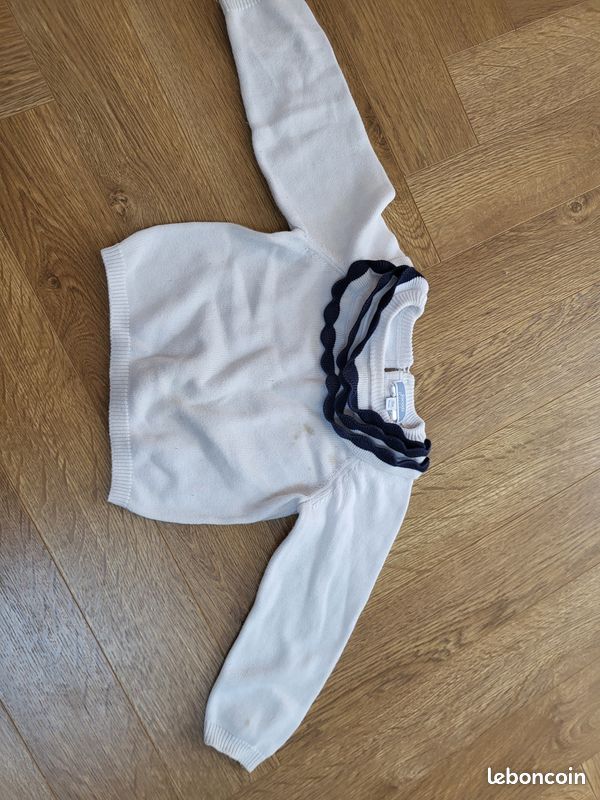 Pull Jacadi blanc et bleu (image 1)