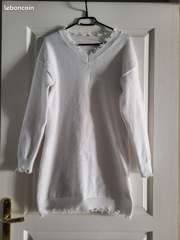 Robe pull longue blanche Shein Vêtements