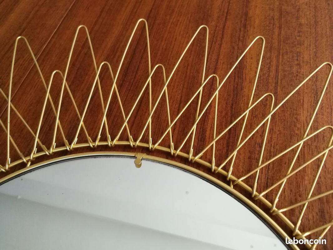 Miroir Soleil Vintage années 60 diamètre 58 cm (image 4)