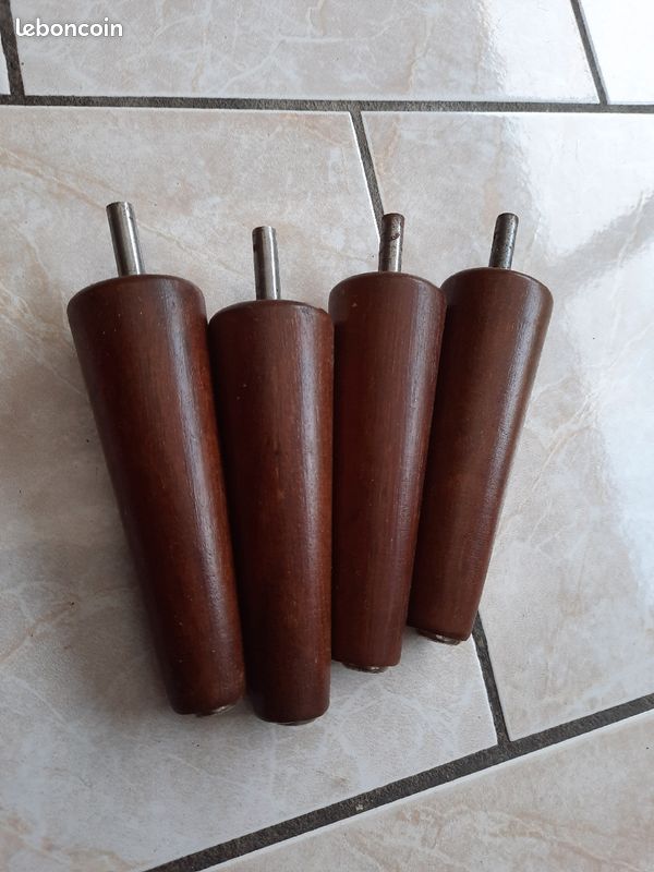 Lot 4 pieds de lit vintage bois 15 cm (image 3)
