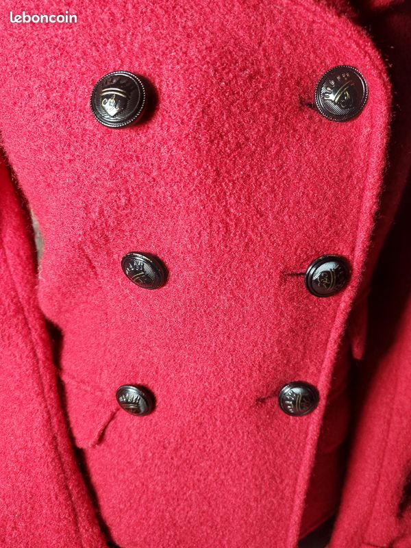 Manteau court 100% laine rouge armani S (image 2)