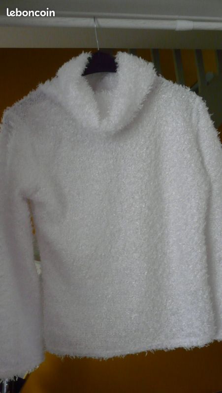 Pull Col V Blanc Manches Longues Taille XXL - Marque L&S - Neuf Avec Étiquettes - Pour Femme