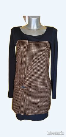Robe Cop Copine Manches Longues Noir à Pois Rouge - Taille 38 - Occasion En Excellent état