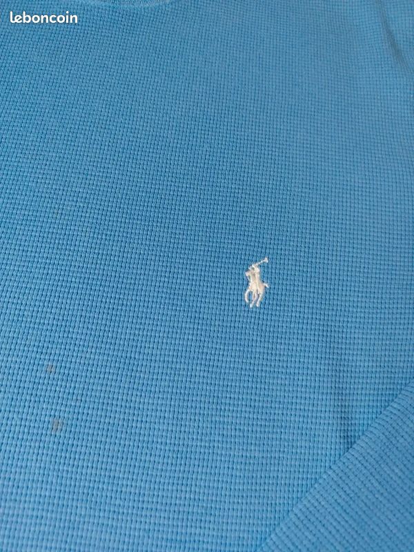 Pull col rond nid d'abeille Ralph Lauren / taille L / couleur bleu / (image 4)