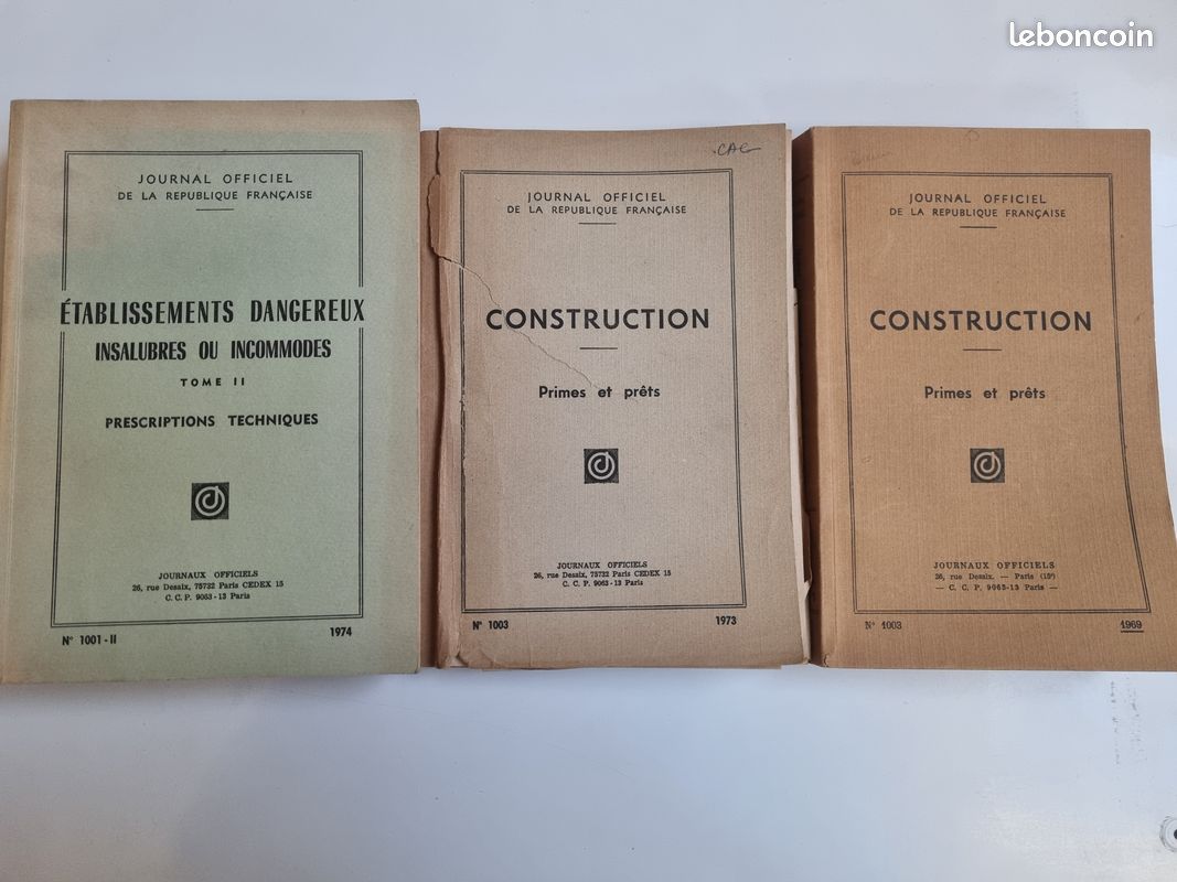 Lot Journal Officiel ancien – Construction & établissements dangereux (1969–1974) (image 2)