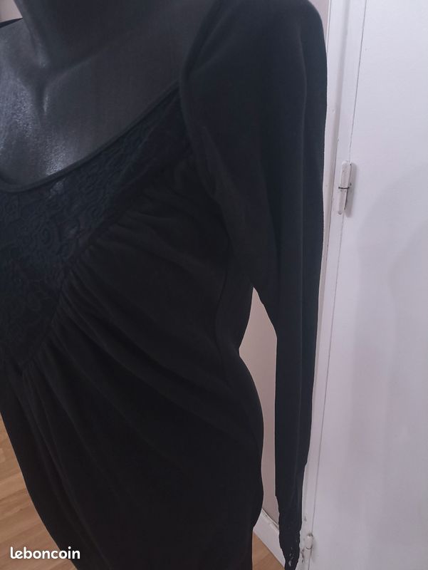 🖤 Robe Noire Élégante – Effet Dentelle & Silhouette Sublimée | Made in Italy (image 3)