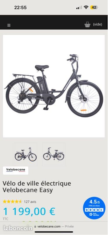 Vélo de ville électrique Velobecane Vélos