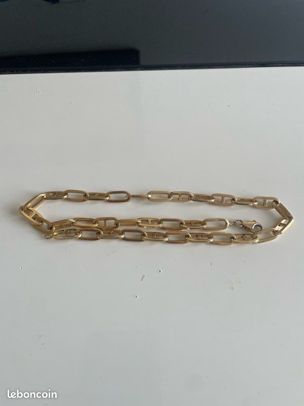 Collier Plaqué Or Occasion - Bijou Vintage Sans Marque - Fabriqué En France