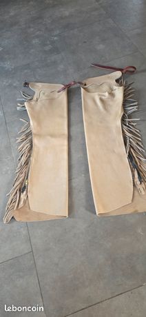 Anciennes Chaps Western Rodéo En Cuir Épais - Vintage USA - Monogramme