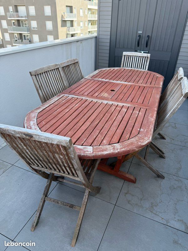 Table jardin en bois extensible (image 1)